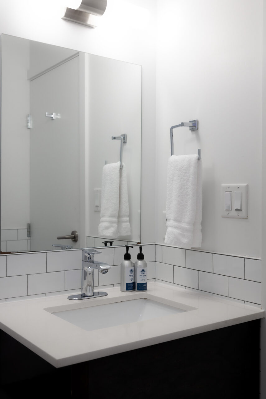 Tofino hotel modern and clean bathroom wit sleek features and local soaps
