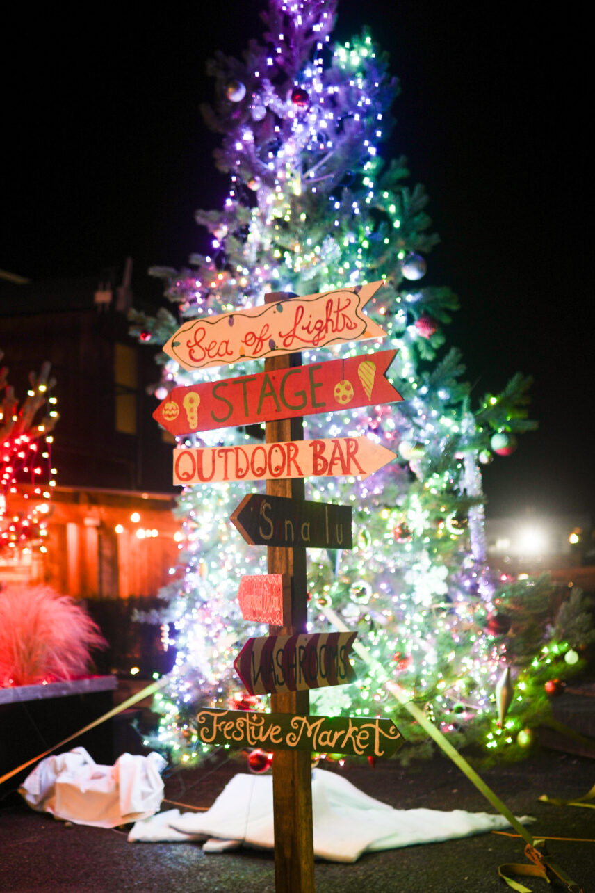 Festive signage at Sea of Lights in Tofino