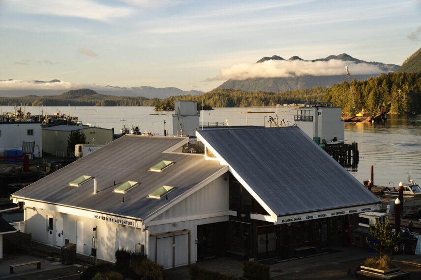 View of adventure center in spring in tofino