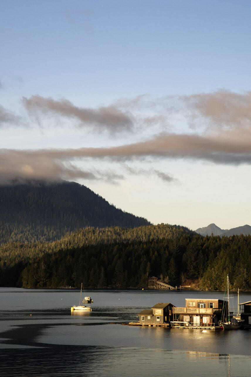 sunset view of the tofino harbour
