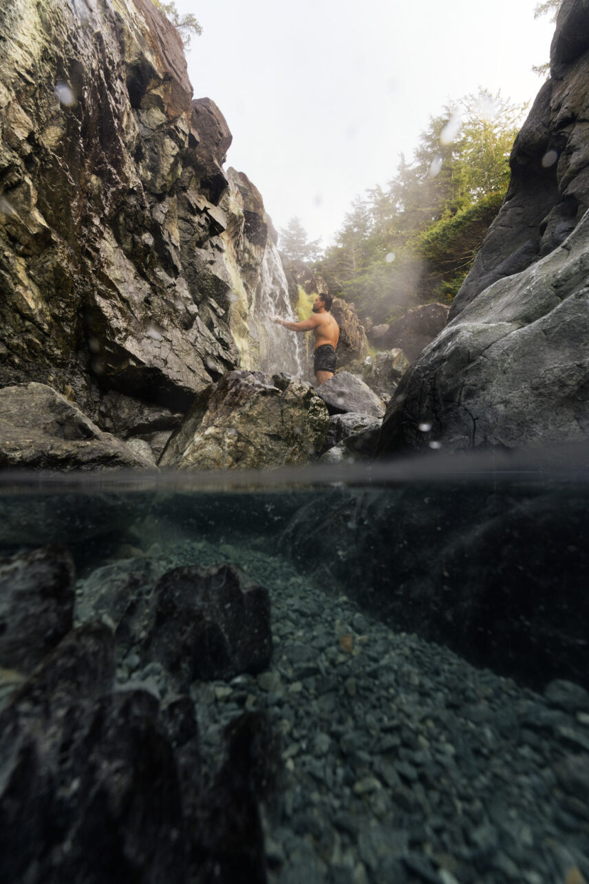 half under water shot of hot springs cove tofino