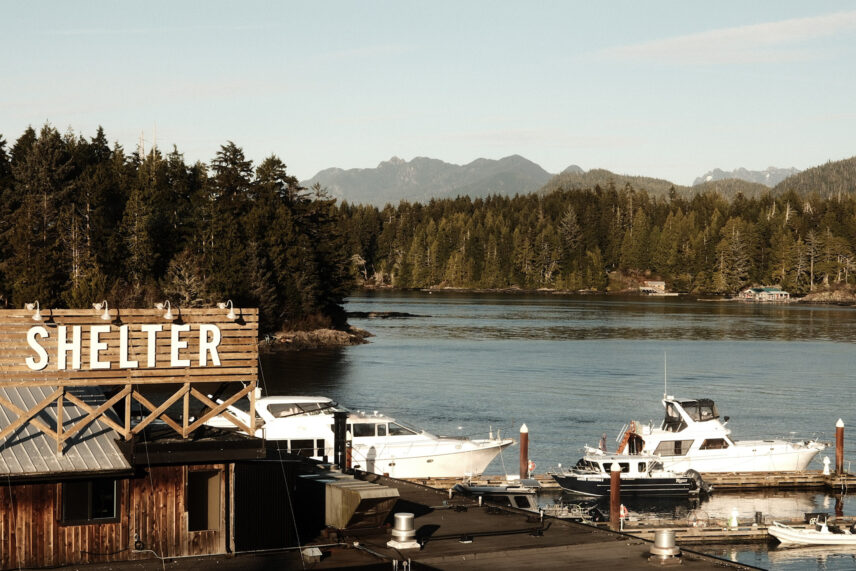 view of shelter restaurant and the ocean
