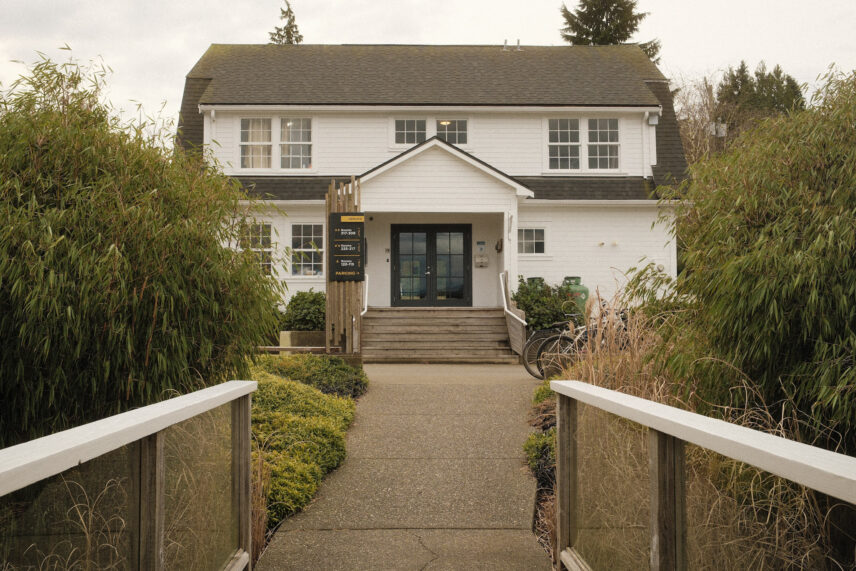 tofino resort + marina's guest services barn looking building